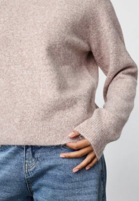 Zoom bild av Zana - Stickad tröja med rund hals - Sand melange