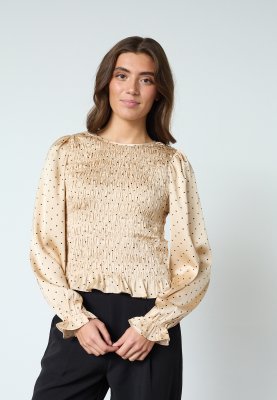 Zoom bild av Nix - Prickig topp med smock - Champagne