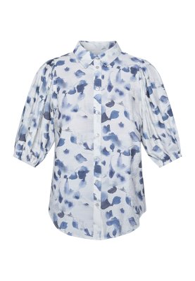 Zoom bild av Ella - Mönstrad blus med ballongärm - Blå