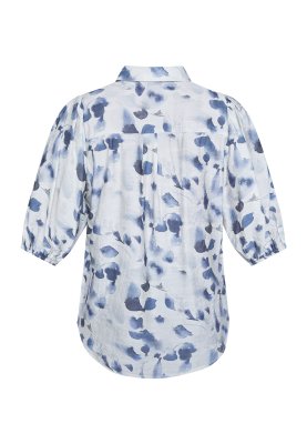 Zoom bild av Ella - Mönstrad blus med ballongärm - Blå