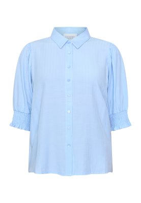 Zoom bild av Isola - Kortärmad skjorta med tunna ränder - Ljusblå