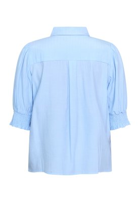 Zoom bild av Isola - Kortärmad skjorta med tunna ränder - Ljusblå