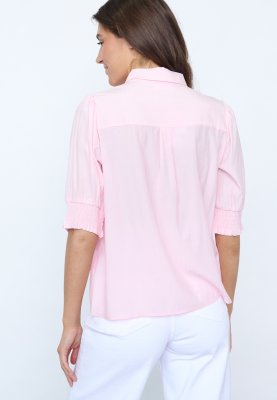 Zoom bild av Isola - Kortärmad skjorta med tunna ränder - Rosa