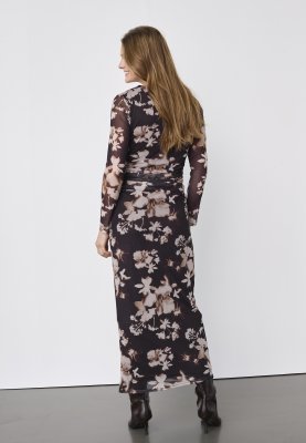 Zoom bild av Esme - Mönstrad klänning draperad - Brun