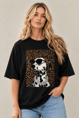 Zoom bild av Doggie - T-shirt med Dalmatin - Svart - One Size