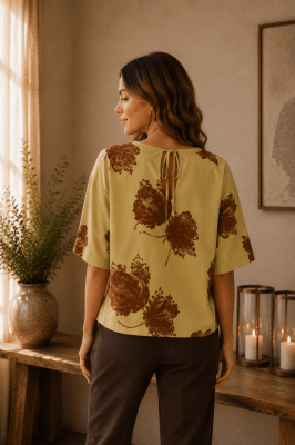 Zoom bild av Vanessa - Boxig blus med vid ärm - Moss grön