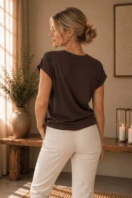 Zoom bild av Low - Enfärgad t-shirt - Brun