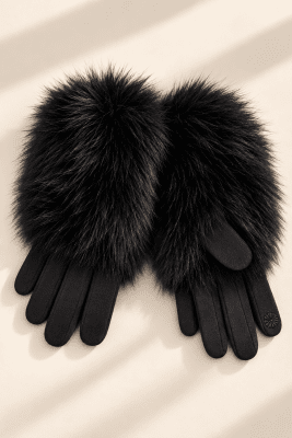 Zoom bild av Handskar med fuskpäls - Svart - One Size