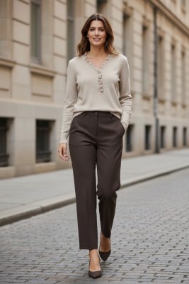Zoom bild av Katie - Tröja med dekorativa knappar - Ljusbeige