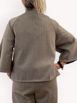 Zoom bild av Aka - Poncho med knappar - Beige - Brun
