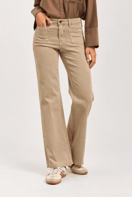 Zoom bild av Denice - Vida jeans med fickor fram- Brun - Beige