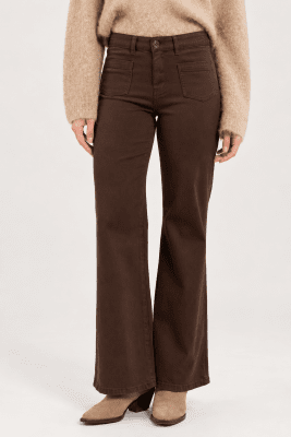 Zoom bild av Denice - Vida jeans med fickor fram- Brun - Beige