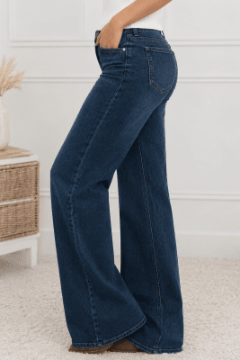 Zoom bild av Cassie - Raka jeans extra långa - Mörk denim