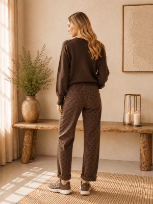 Zoom bild av Darla - Brun Prickiga Barreljeans 