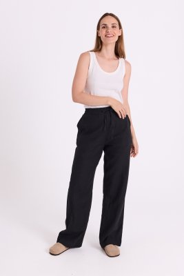 Zoom bild av Favoritbyxan Lava - En lång byxa i lin och viskos - Svart