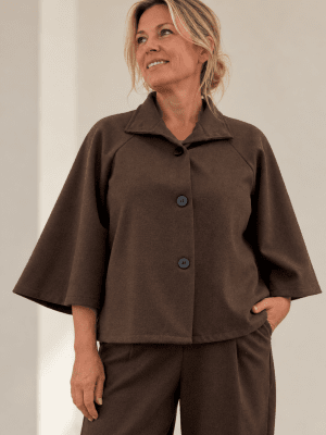 Zoom bild av Aka - Poncho med knappar - Beige - Brun