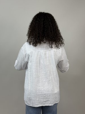 Zoom bild av Kelly - Bomullsblus med brodyr - Vit - One Size