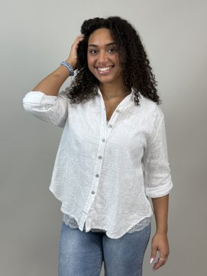 Zoom bild av Kelly - Bomullsblus med brodyr - Vit - One Size