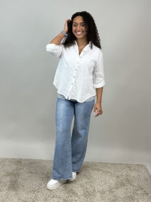 Zoom bild av Kelly - Bomullsblus med brodyr - Vit - One Size