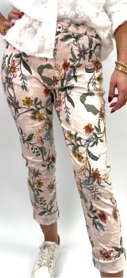 Zoom bild av Marja - Blommönstrade stretchbyxor - Rosa - One Size