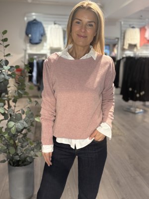 Zoom bild av Elvie - Stickad tröja med liten puffärm - Rosa - One Size