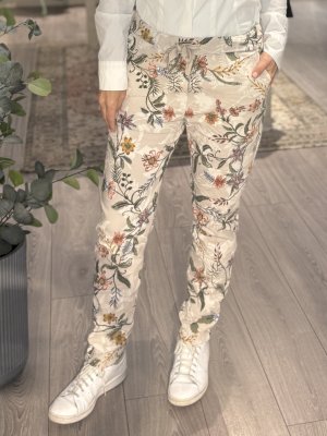 Zoom bild av Marja - Blommönstrade stretchbyxor - Beige - One Size