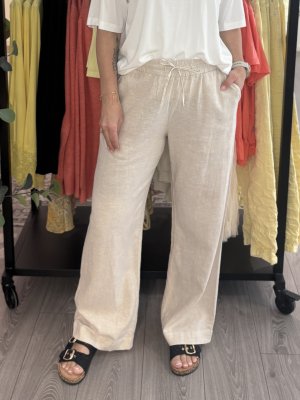 Zoom bild av Favoritbyxan Lava - En lång byxa i lin och viskos - Moonbeam melange / Ljusbeige