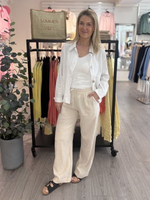 Zoom bild av Favoritbyxan Lava - En lång byxa i lin och viskos - Moonbeam melange / Ljusbeige