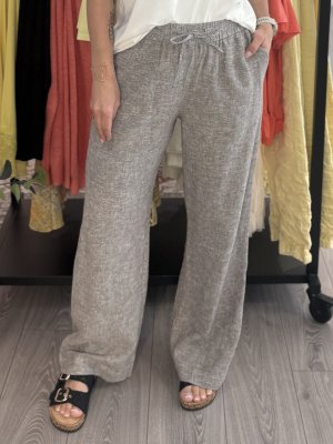 Zoom bild av Favoritbyxan Lava - En lång byxa i lin och viskos - Morel melange