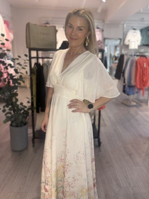 Zoom bild av Gisela - Lång klänning med blommigt mönster 
