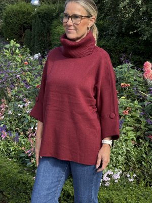 Zoom bild av Emma - Stickad polo - Vinröd - OneSize