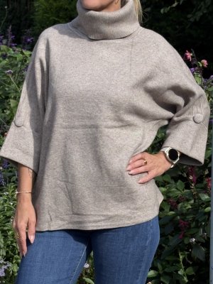 Zoom bild av Emma - Stickad polo - Taupe - One Size
