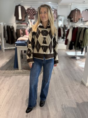 Zoom bild av Trixe - Rutig kofta - Brun - One Size