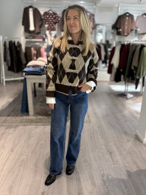 Zoom bild av Trixe - Rutig kofta - Brun - One Size