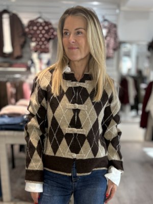 Zoom bild av Trixe - Rutig kofta - Brun - One Size