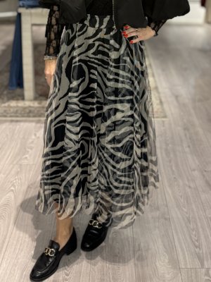 Zoom bild av Elin - Tyllkjol i zebra mönster - Svart - One size