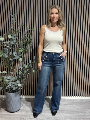 Summer - Jeans med guldknappar - Mellan denim