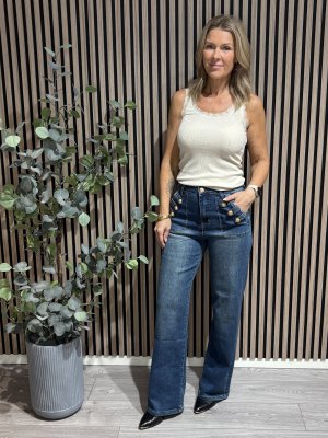 Summer - Jeans med guldknappar - Mellan denim
