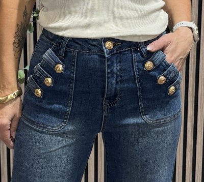 Summer - Jeans med guldknappar - Mellan denim