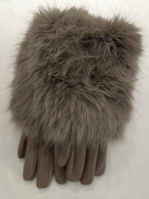 Zoom bild av Handskar med fuskpäls - Taupe - One Size