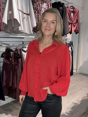 Zoom bild av Liv - Blus med glitter - Röd