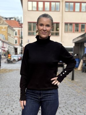 Katie - Tröja med polo och knappar - Svart