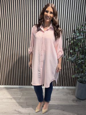 Zoom bild av Anette - Långskjorta - Ljusrosa - One Size
