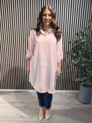 Zoom bild av Anette - Långskjorta - Ljusrosa - One Size