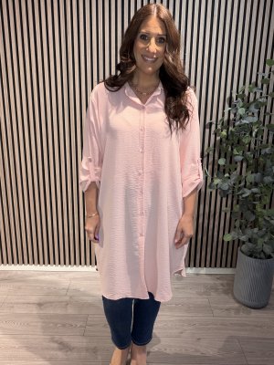 Zoom bild av Anette - Långskjorta - Ljusrosa - One Size