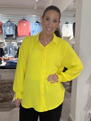 Zoom bild av Lina - Blus med smock ärmslut - Gul - One Size