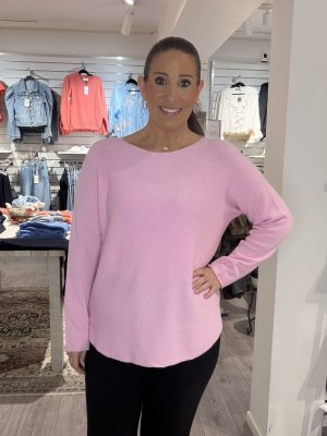 Zoom bild av Daisy - Stickad rundhalsad tröja - Rosa - One Size