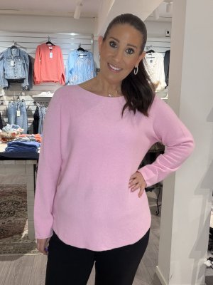 Zoom bild av Daisy - Stickad rundhalsad tröja - Rosa - One Size