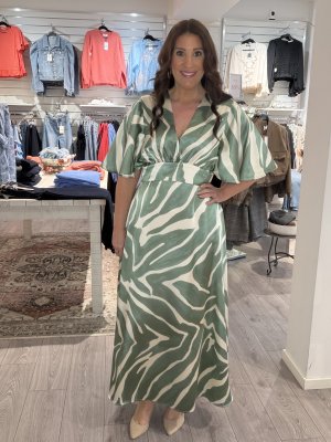 Zoom bild av Gisela - Mönstrad långklänning - Grön