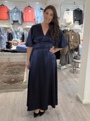 Zoom bild av Gisela - V-ringad långklänning - Marinblå